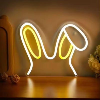 Adaptateur Blanc lapin oreilles néon lumière signe de mariage pour le conseil d'administration de la fête à la maison