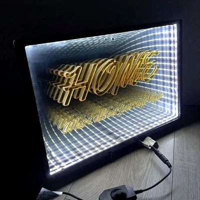 Verre trempé miroir 3D acrylique effet d'infini miroir 3D LED avec tension d'entrée 12V