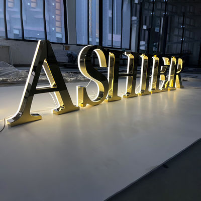Logo d'entreprise personnalisé en extérieur Publicité En carton acrylique 3D Signage métallique rétroéclairé