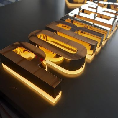 12V rétroéclairée LED Lettres en acier inoxydable pour magasin Centre commercial de bureau Acrylique panneau d'affichage métallique