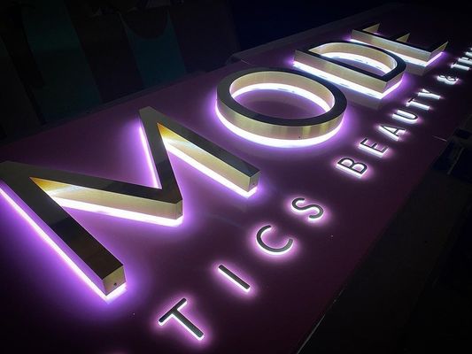 Propositions publicitaires Signalisation LED en métal inoxydable pour bâtiments commerciaux sur mesure