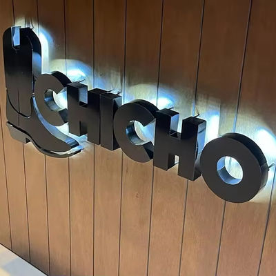 Logo de neige Panneau murale métallique 3D en acier inoxydable LED rétroéclairé Panneau de lettres pour hôtels