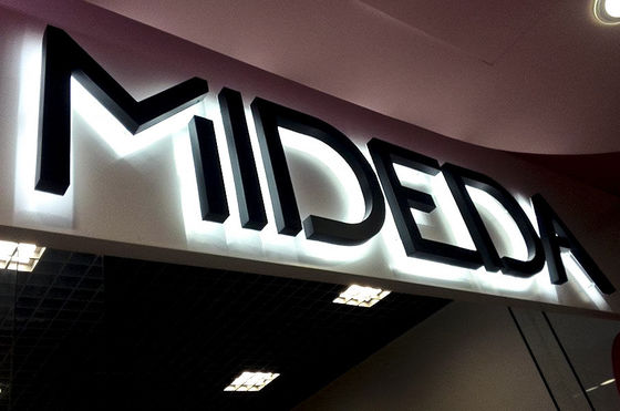 Source lumineuse LED en acier inoxydable Couleur dorée rétroéclairée Signe de lettre